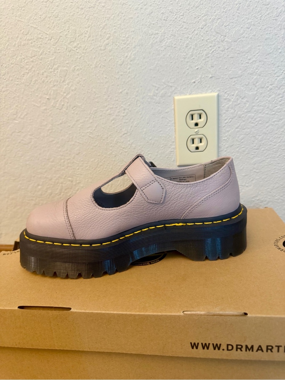 Dr. Martens | Bethan Pisa Leather Platform Mary Jane Shoes in Vintage Taupe - Picture 5 of 14